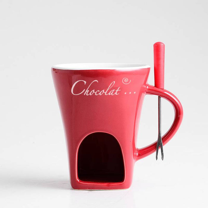 Cosycombe Ceramic fondue mug with fork for one
