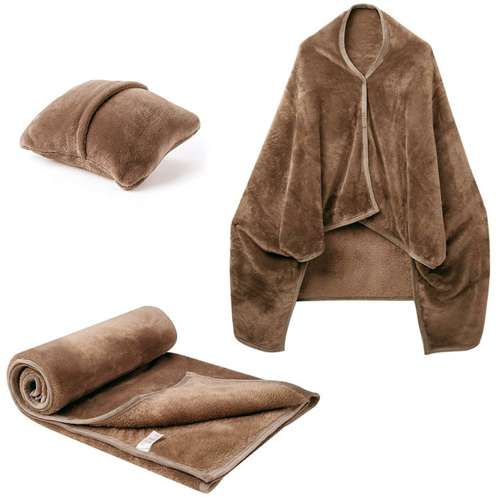 Cosycombe 3-in-1 Fleece Blanket Shawl that Folds into a Cushion