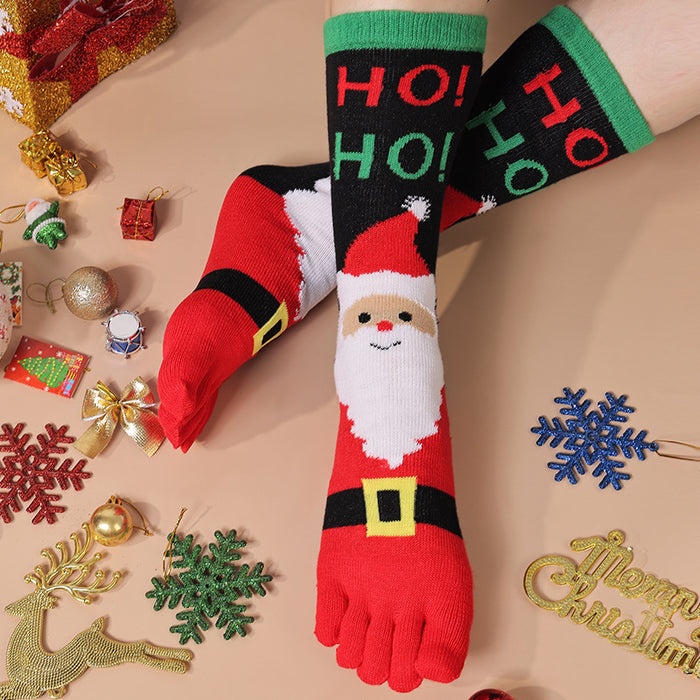Cosycombe Knee High Christmas Toe Socks for Women