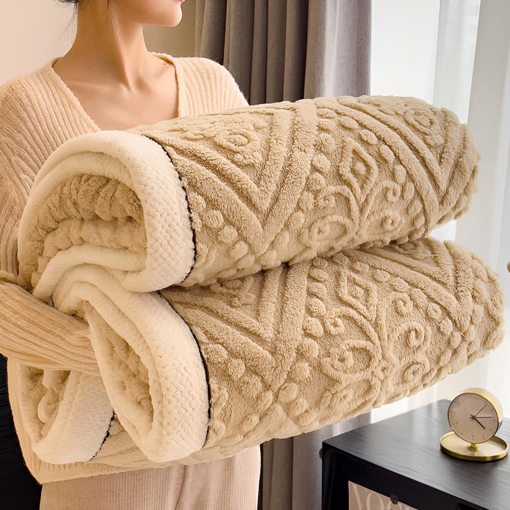 Cosycombe™ Mandala Carved Velvet Sherpa Blanket, Plush and Warm