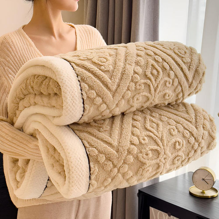 Cosycombe™ Mandala Carved Velvet Sherpa Blanket, Plush and Warm