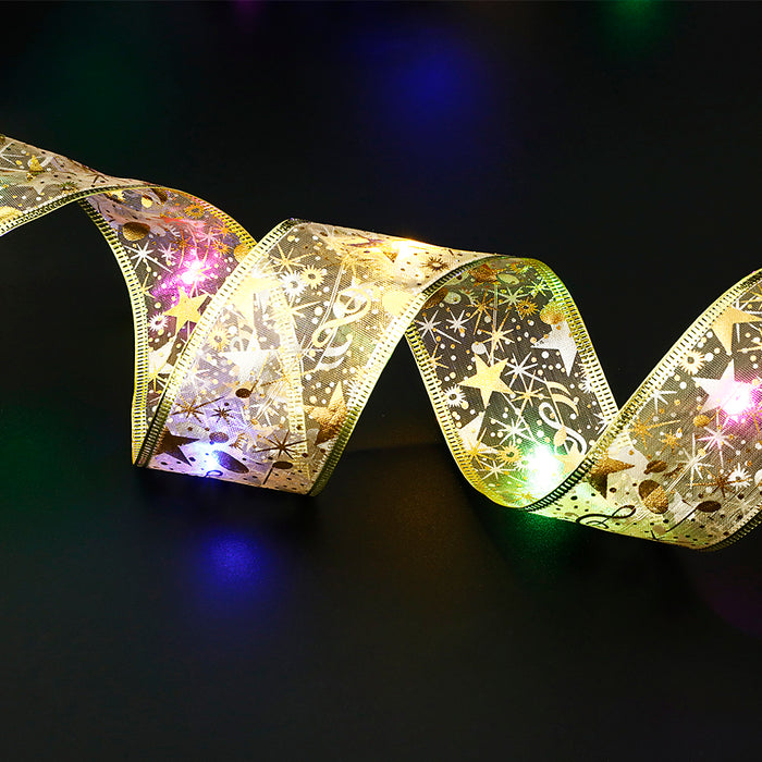 Cosycombe Christmas ribbon with built-in LED fairy lights