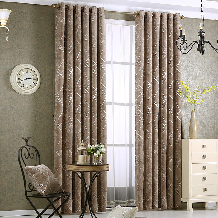 Cosycombe Chenille blackout curtain with geometric line pattern