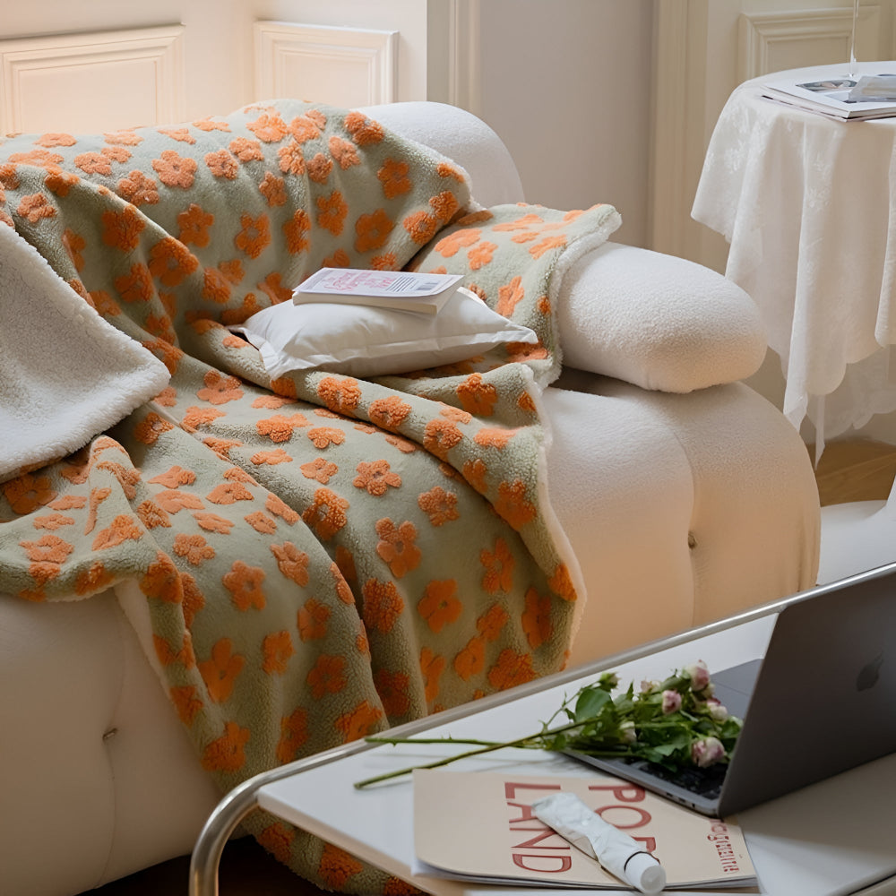 Cosycombe™ Retro Wildflower Throw Blanket with 3D Floral Texture