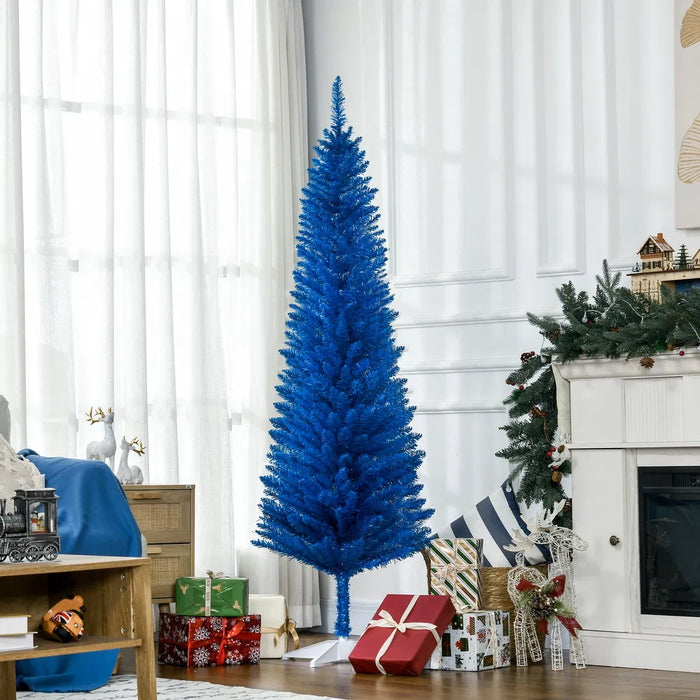 Cosycombe Blue Slim Pencil Christmas Tree, 6ft Unlit