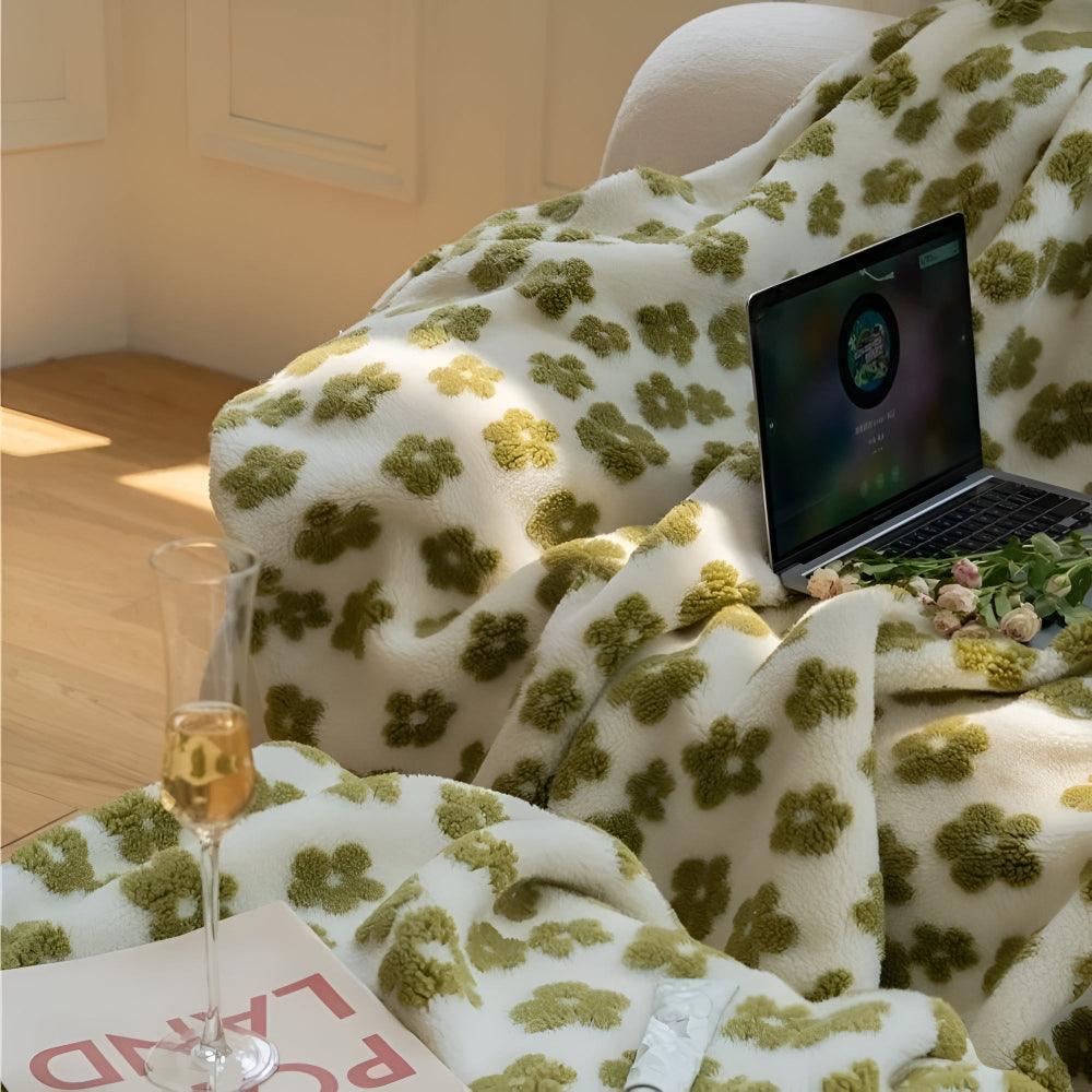 Cosycombe™ Retro Wildflower Throw Blanket with 3D Floral Texture