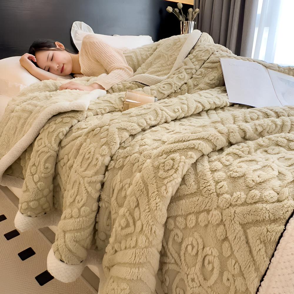 Cosycombe™ Mandala Carved Velvet Sherpa Blanket, Plush and Warm