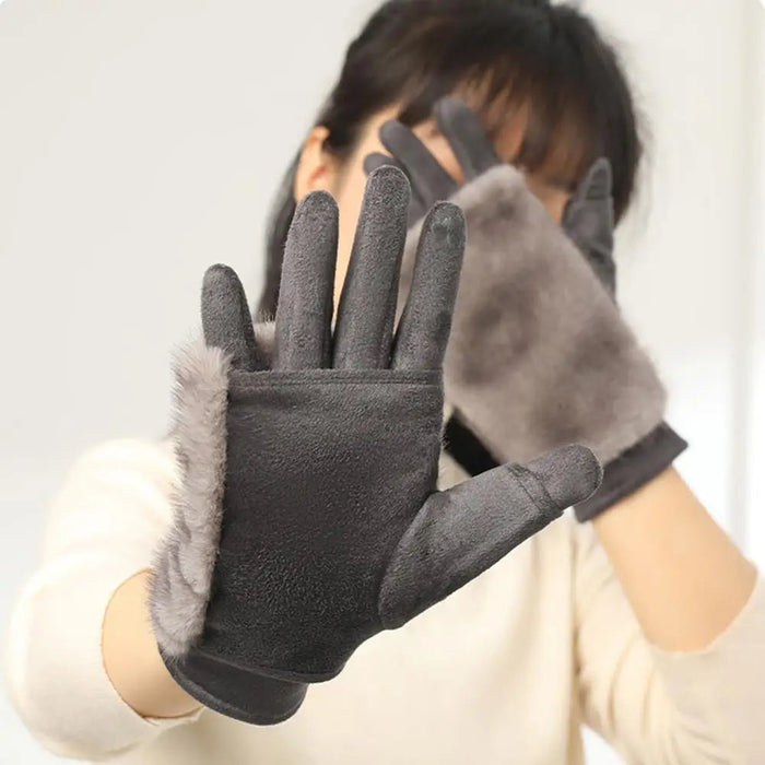 Cosycombe™ Suede Touchscreen Winter Gloves with Soft Fur Trim