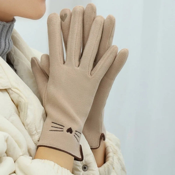 Cosycombe™ Cat Embroidered Touchscreen Winter Gloves for Women