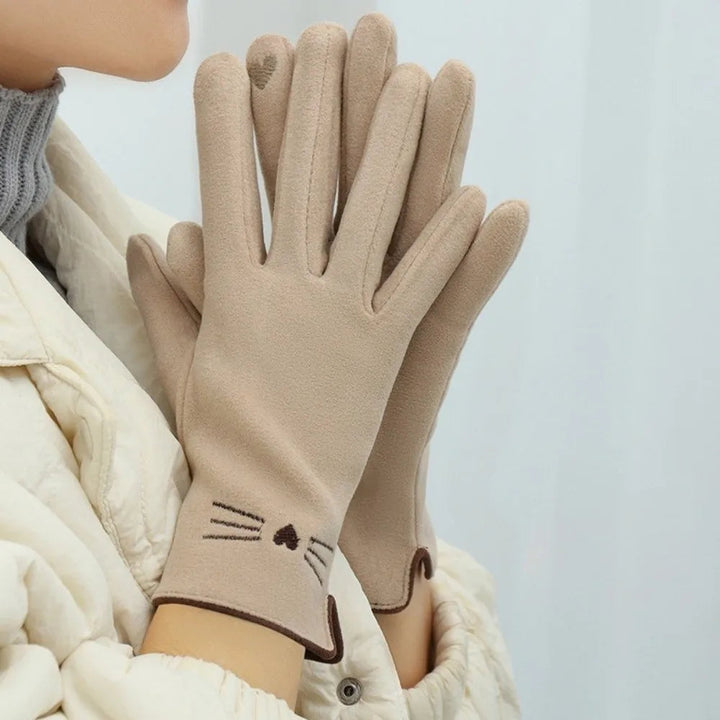 Cosycombe™ Cat Embroidered Touchscreen Winter Gloves for Women