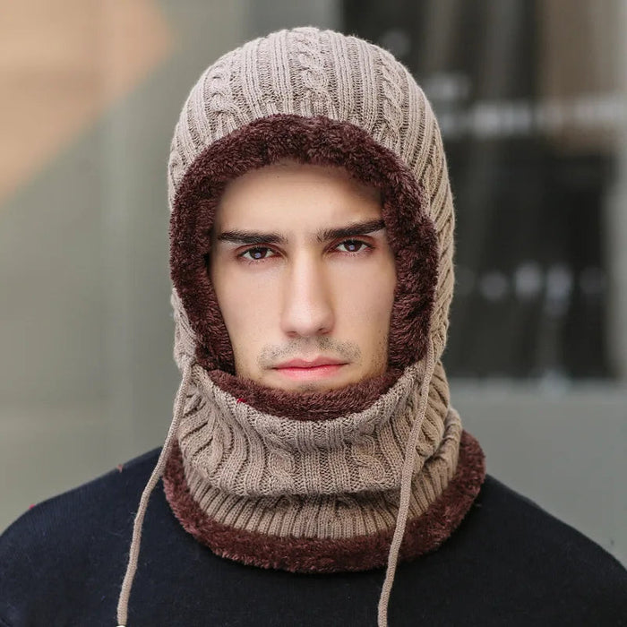Cosycombe™ Fleece-Lined Knit Balaclava Hat with Built-In Scarf