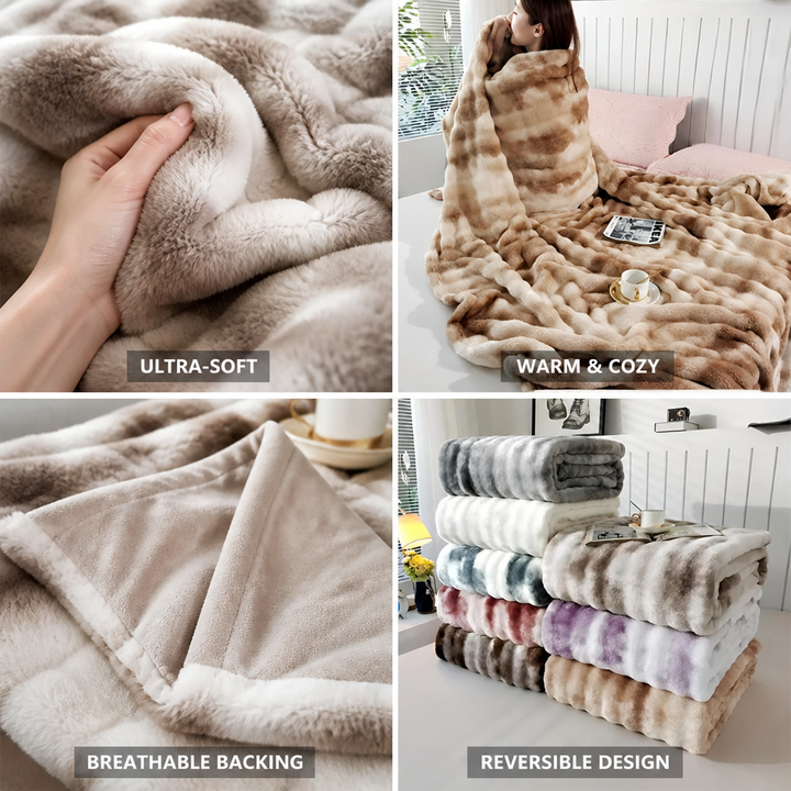 Cosycombe™ Reversible Swirl Faux Fur Blanket With Breathable Back