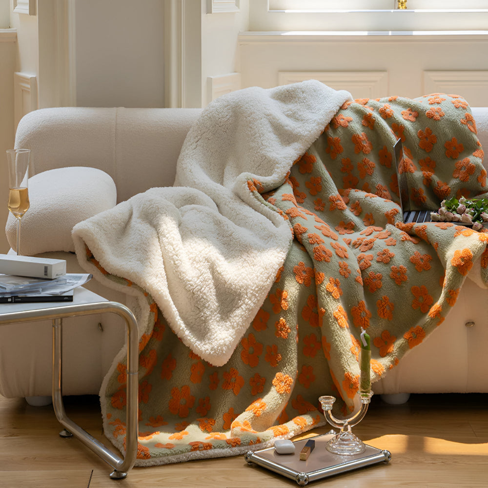 Cosycombe™ Retro Wildflower Throw Blanket with 3D Floral Texture