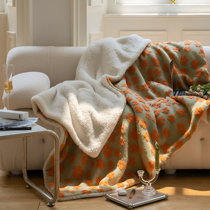 Cosycombe™ Retro Wildflower Throw Blanket with 3D Floral Texture