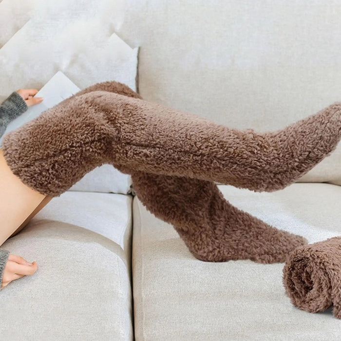Cosycombe™ Fuzzy Over-the-Knee Socks with Open Sole Option