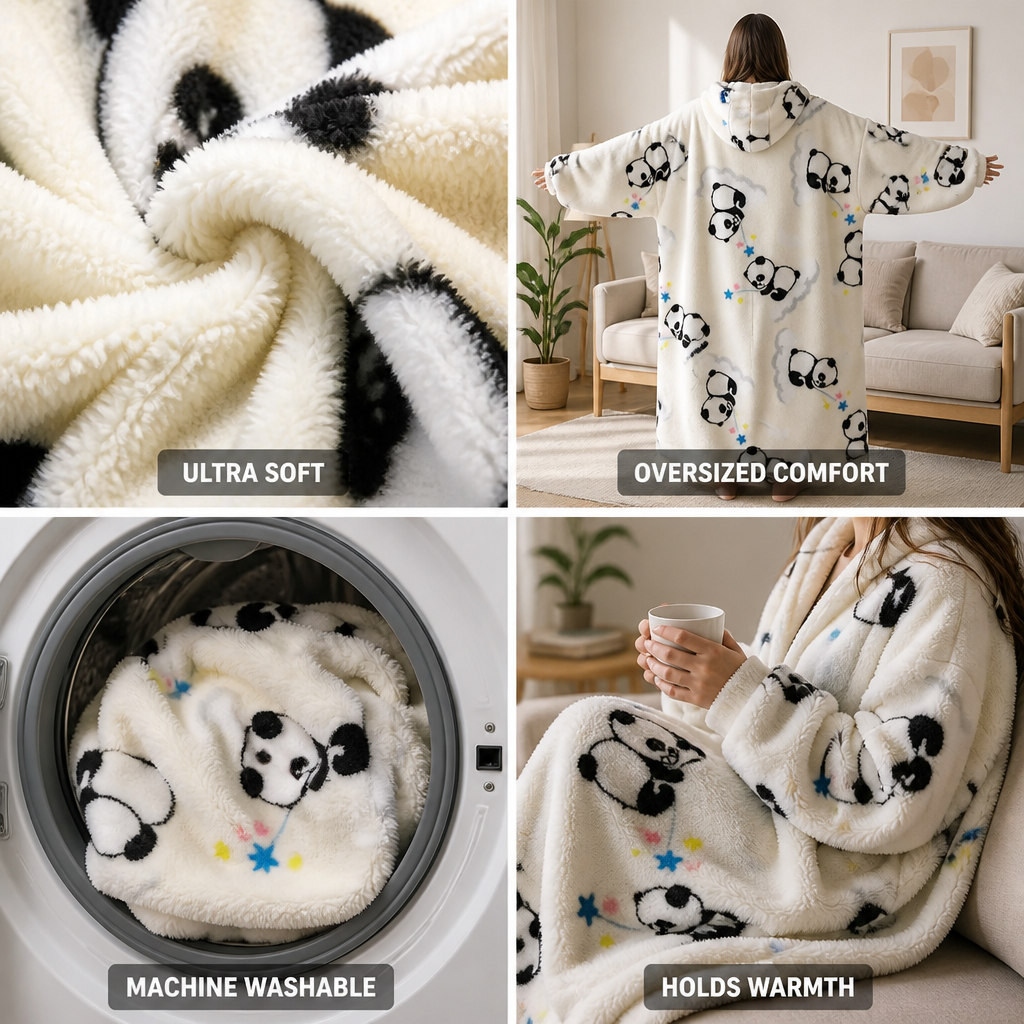 Cosycombe™ Oversized Ultra-Soft Sherpa Hoodie Blanket, Machine Washable