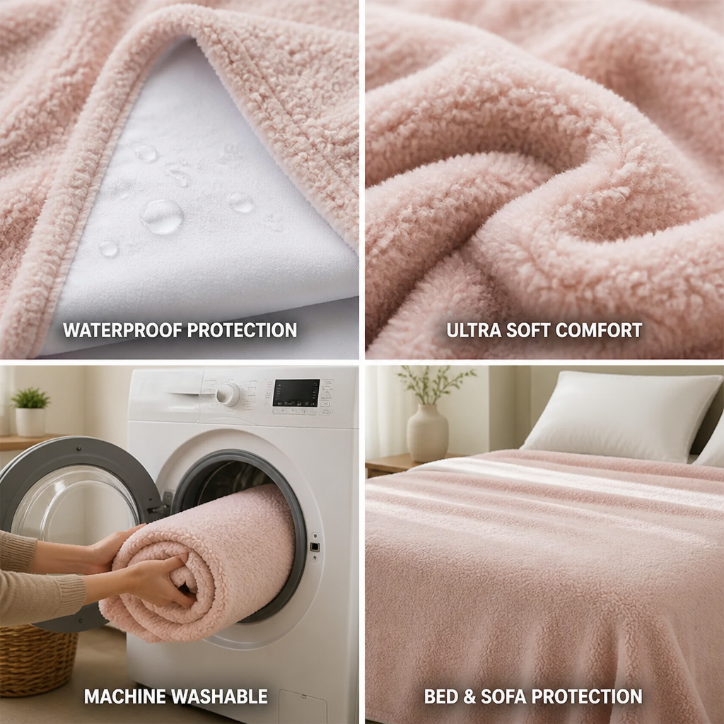 Cosycombe™ Waterproof Plush Microfibre Blanket for Bed and Sofa
