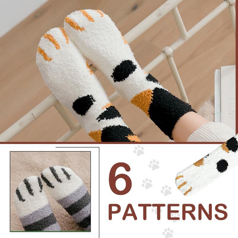 Cosycombe™ Cute Cat Paw Socks in Plush Coral Fleece – One Size Fits All