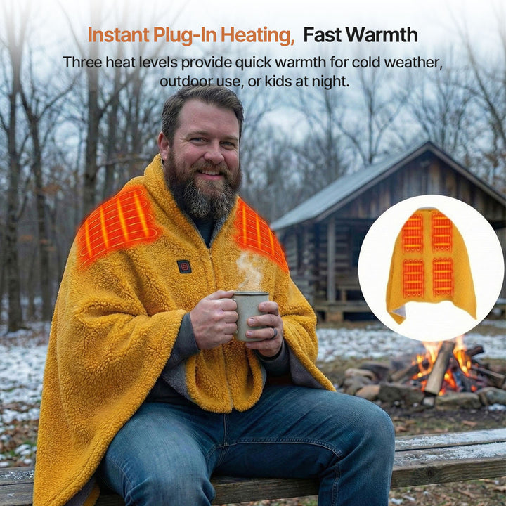 Cosycombe™ Sherpa Fleece USB Heated Throw with Zip &amp; 3 Heat Levels