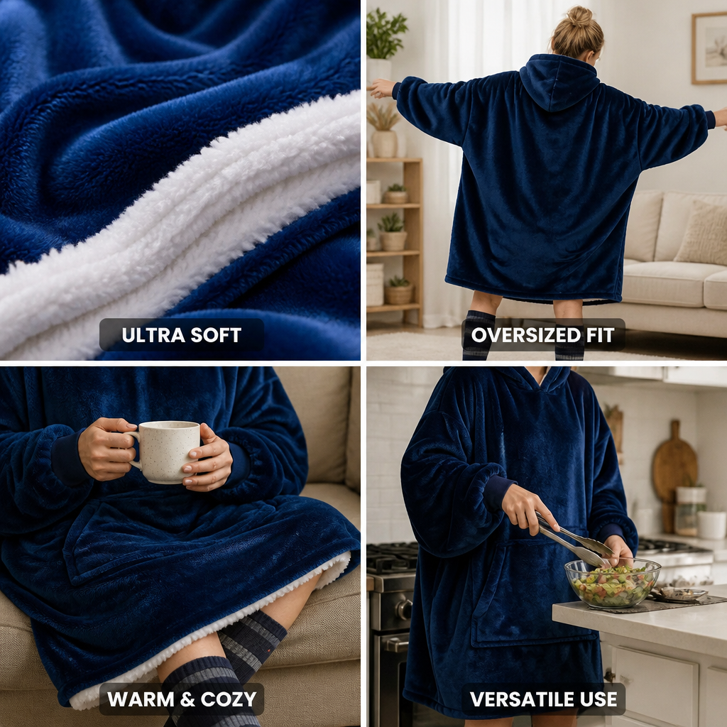 Cosycombe™ Oversized Plush Fleece Blanket Hoodie, One Size Fits All