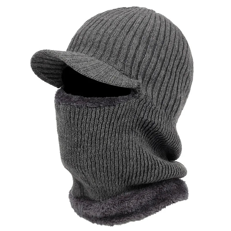 Cosycombe™ Knitted Balaclava Beanie with Visor and Plush Lining