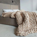 Cosycombe™ Hand-Knitted Wool Blanket with Breathable Open Weave