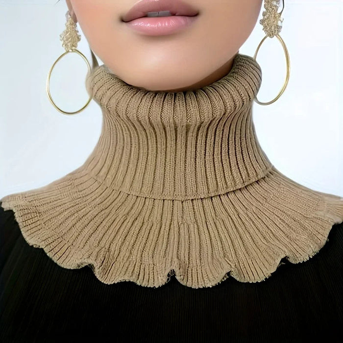 Cosycombe™ Knitted Turtleneck Neck Scarf with Ruffled Edge for Women