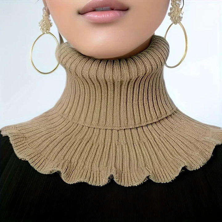 Cosycombe™ Knitted Turtleneck Neck Scarf with Ruffled Edge for Women