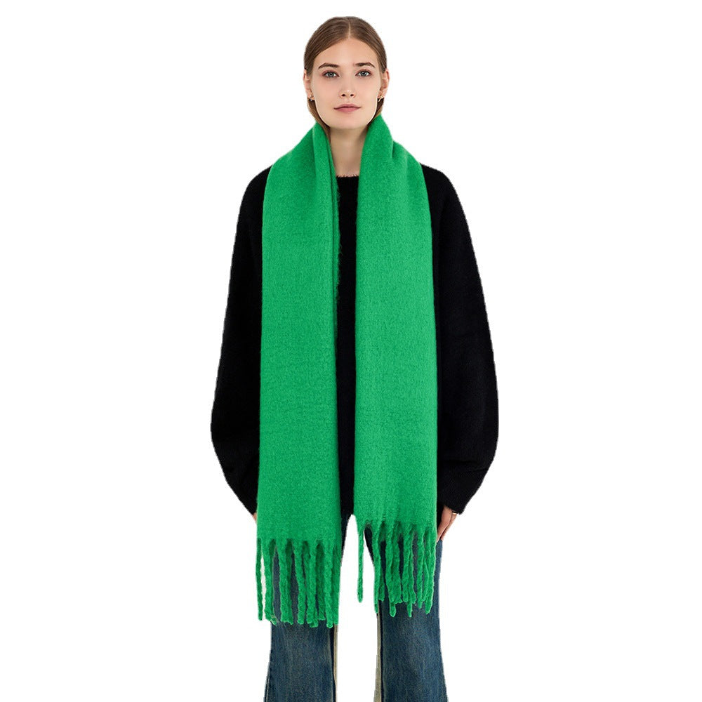 Royal blue fluffy scarf with tassels