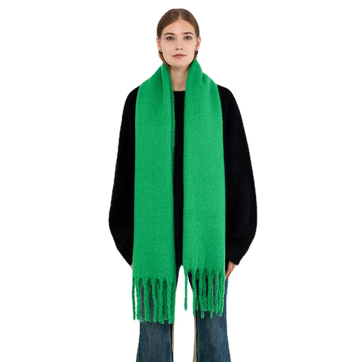 Royal blue fluffy scarf with tassels