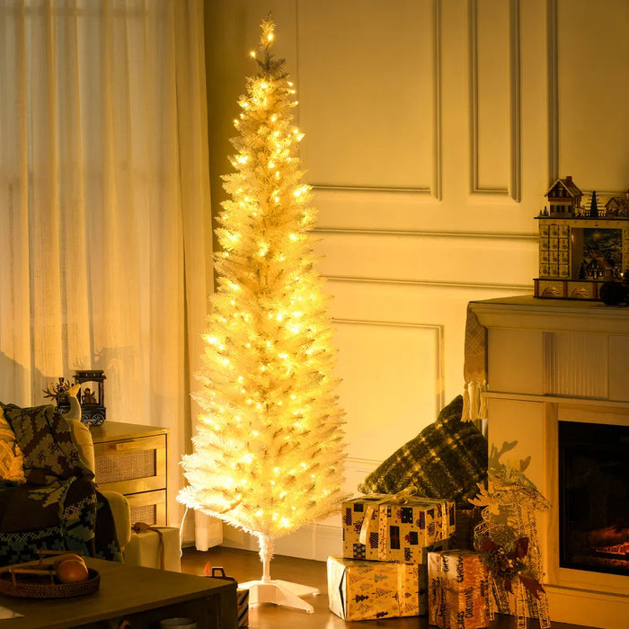 Cosycombe White Pre-Lit Pencil Christmas Tree with 200 LEDs