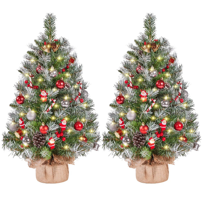 Cosycombe Set of 2 Frosted Tabletop Christmas Trees with Lights