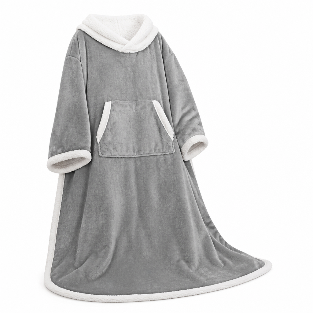 Cosycombe™ Sherpa Fleece Wearable Blanket with Sleeves and Foot Pocket