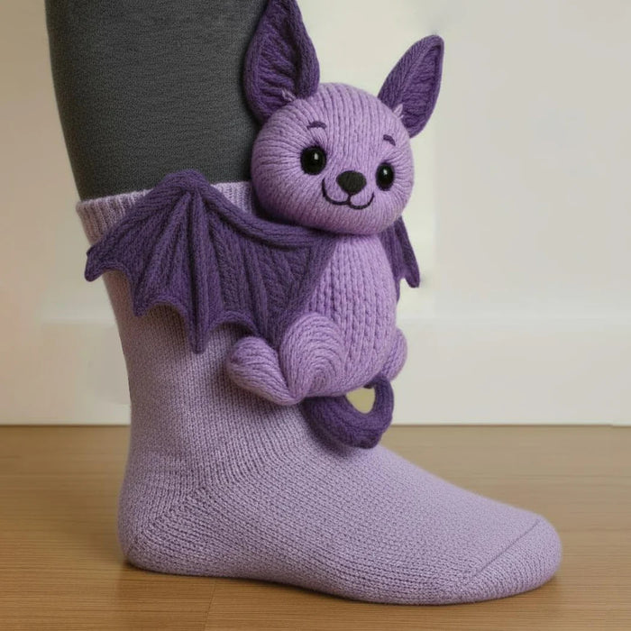 Cosycombe Knit Socks with a 3D Crochet Animal Hug
