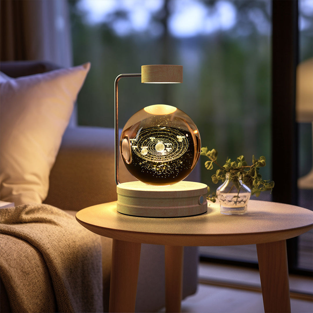 3D Crystal Ball Night Light – Warm Bedside Lamp
