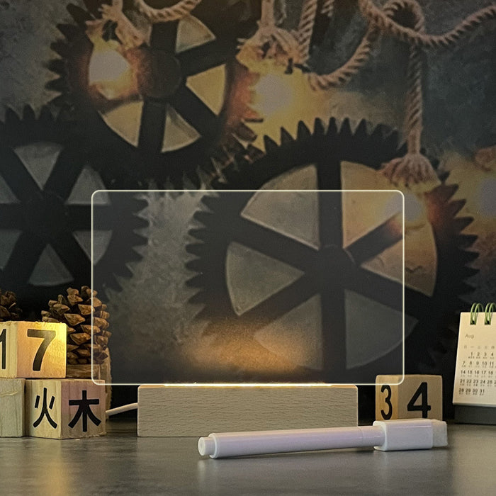 Cosycombe LED Message Board Lamp with Pen on a Wooden Base