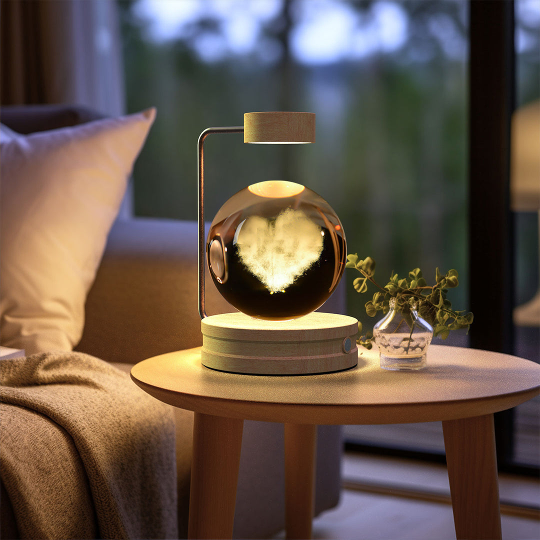 3D Crystal Ball Night Light – Warm Bedside Lamp
