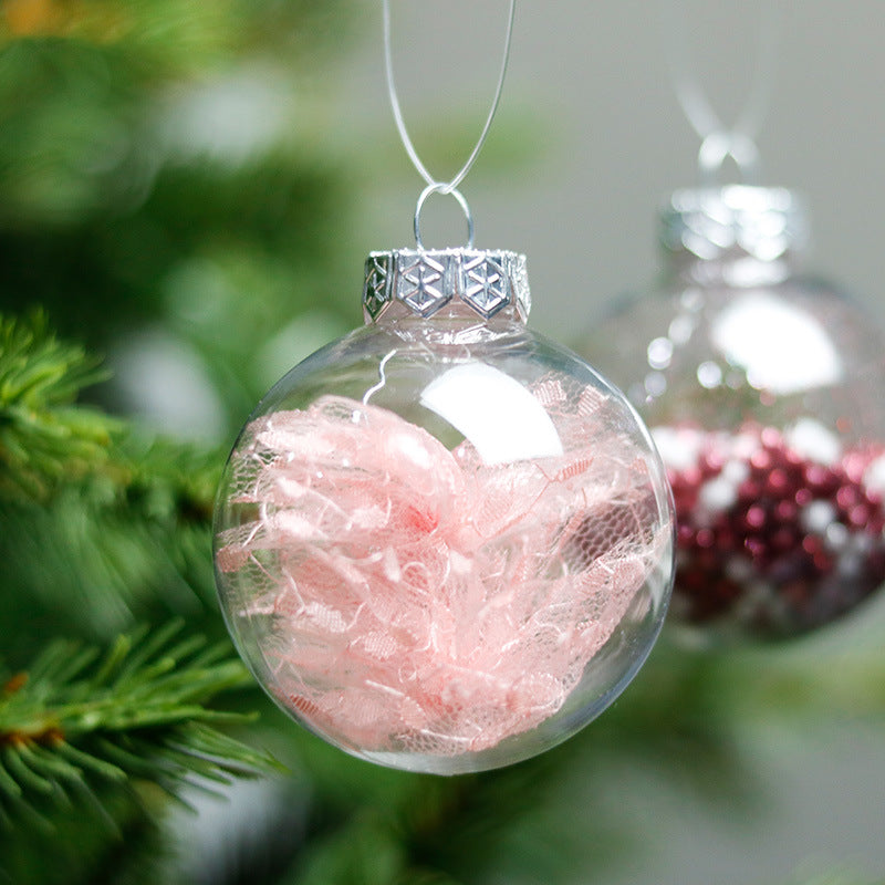 Pink Christmas Baubles Set Of 24 Plastic 6cm