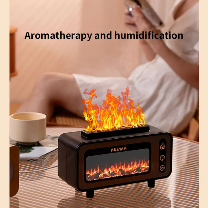 Fireplace Flame Aroma Diffuser With Humidistat, 200ml, 7 Colours