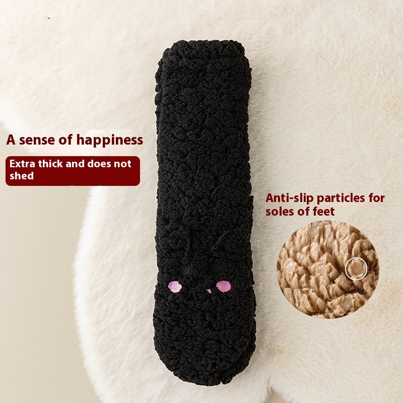 Fluffy fleece floor socks with bunny face