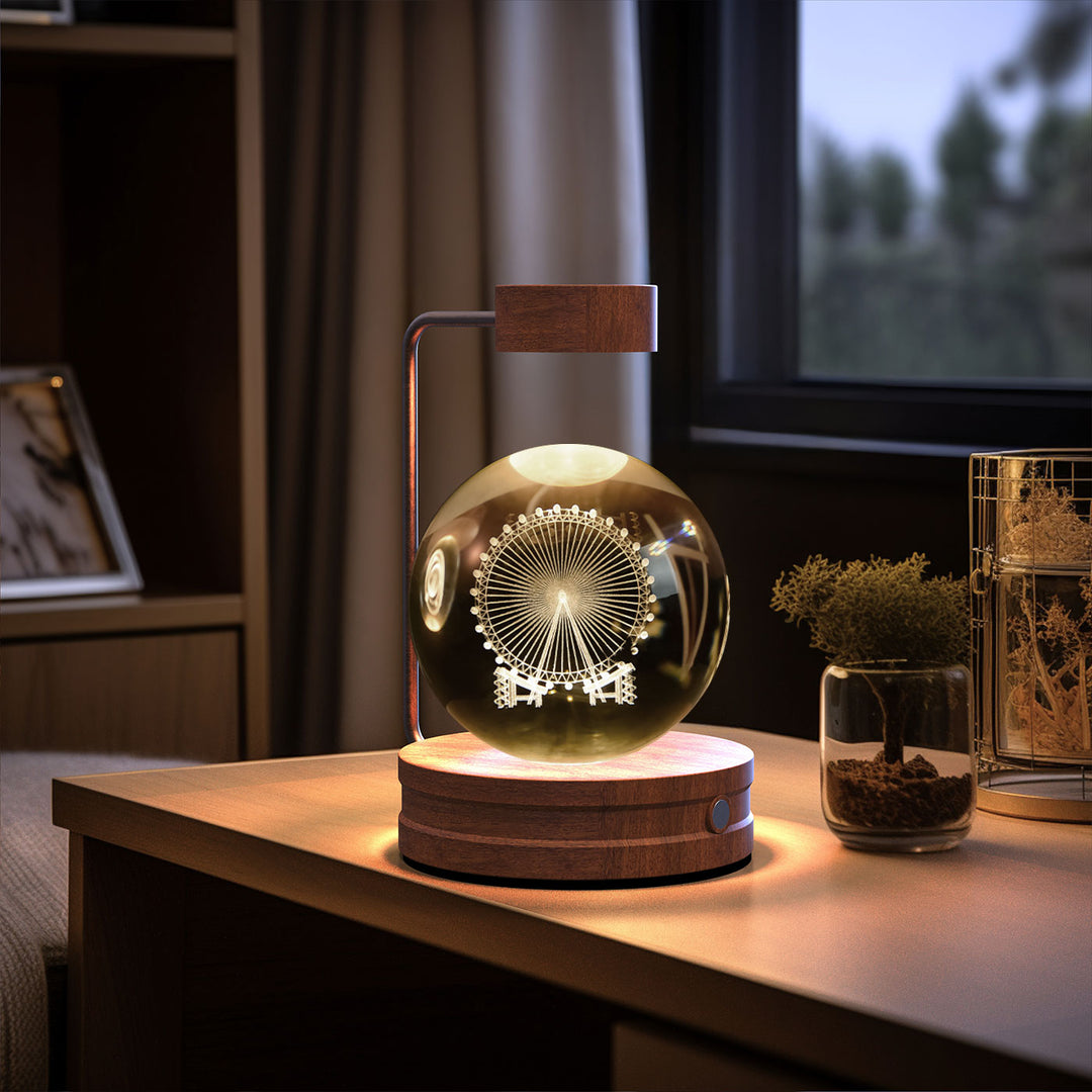 3D Crystal Ball Night Light – Warm Bedside Lamp