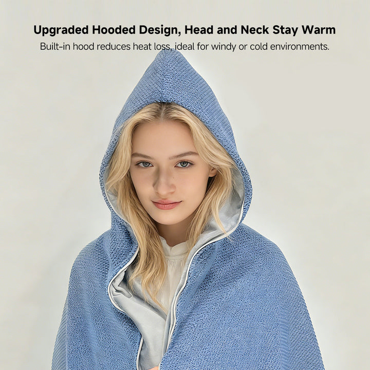 Cosycombe™ Hooded Heated Wearable Blanket with Zip and 3 Heat Settings