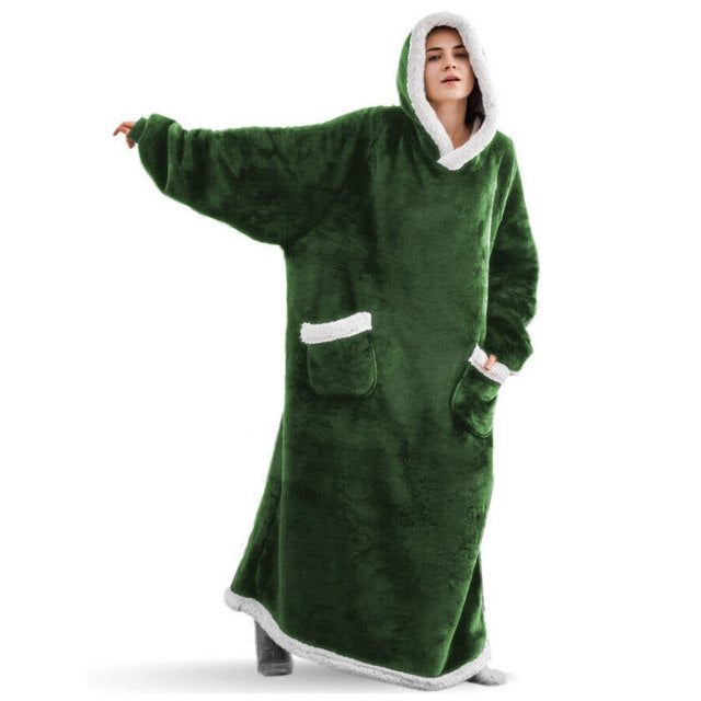 Cosycombe™ Extra-Long Hooded Snuggle Blanket with Sleeves – Unisex