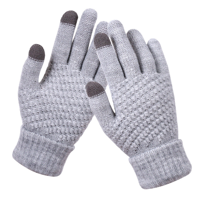 Navy textured knit touchscreen gloves
