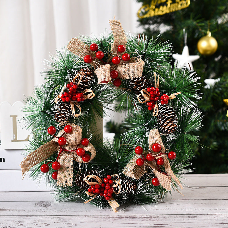 Christmas Pinecone Wreath With Red Berries For Front Door