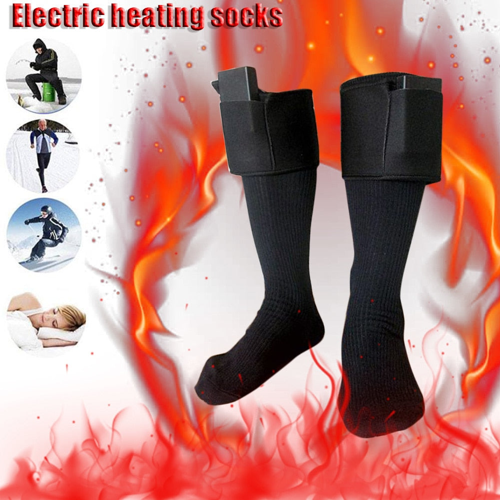 Black heated socks with calf battery case