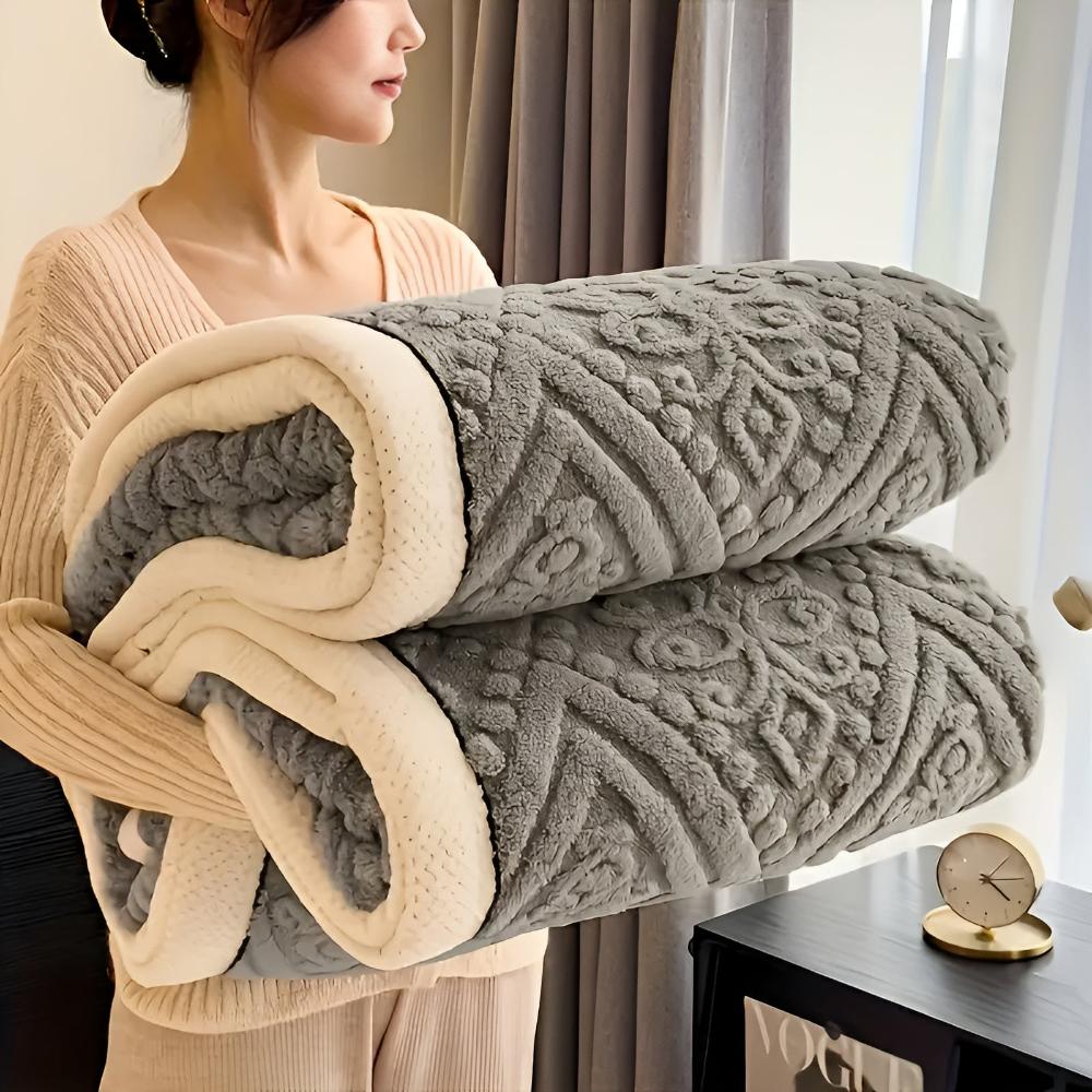 Cosycombe™ Mandala Carved Velvet Sherpa Blanket, Plush and Warm