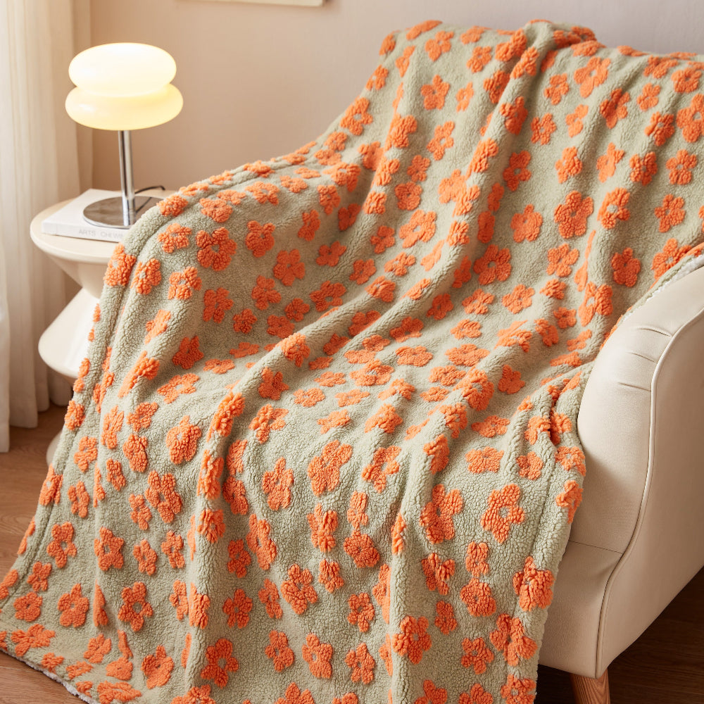 Cosycombe™ Retro Wildflower Throw Blanket with 3D Floral Texture