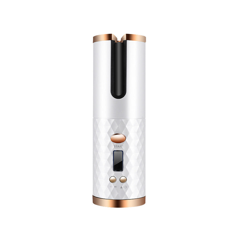 Cordless automatic hair curler with LCD