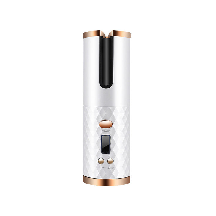 Cordless automatic hair curler with LCD